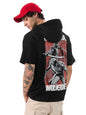 The Souled Store Official Marvel: Deadly Duo Men and Boys Short Sleeves Black Graphic Printed Cotton Oversized Fit Hooded T-Shir