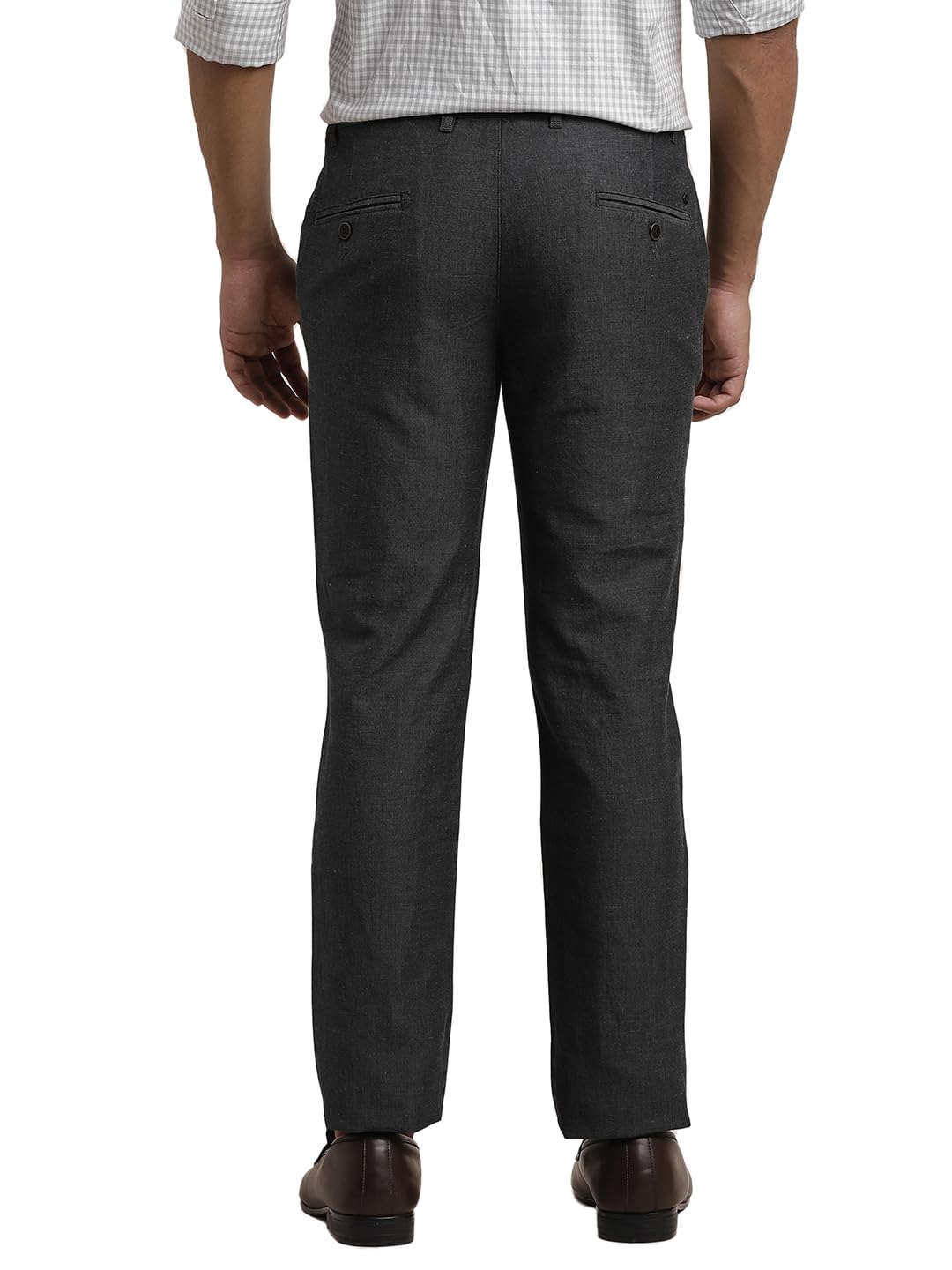 Turtle Men Pure Linen Ultra Slim Fit Solid Grey Casual Trouser