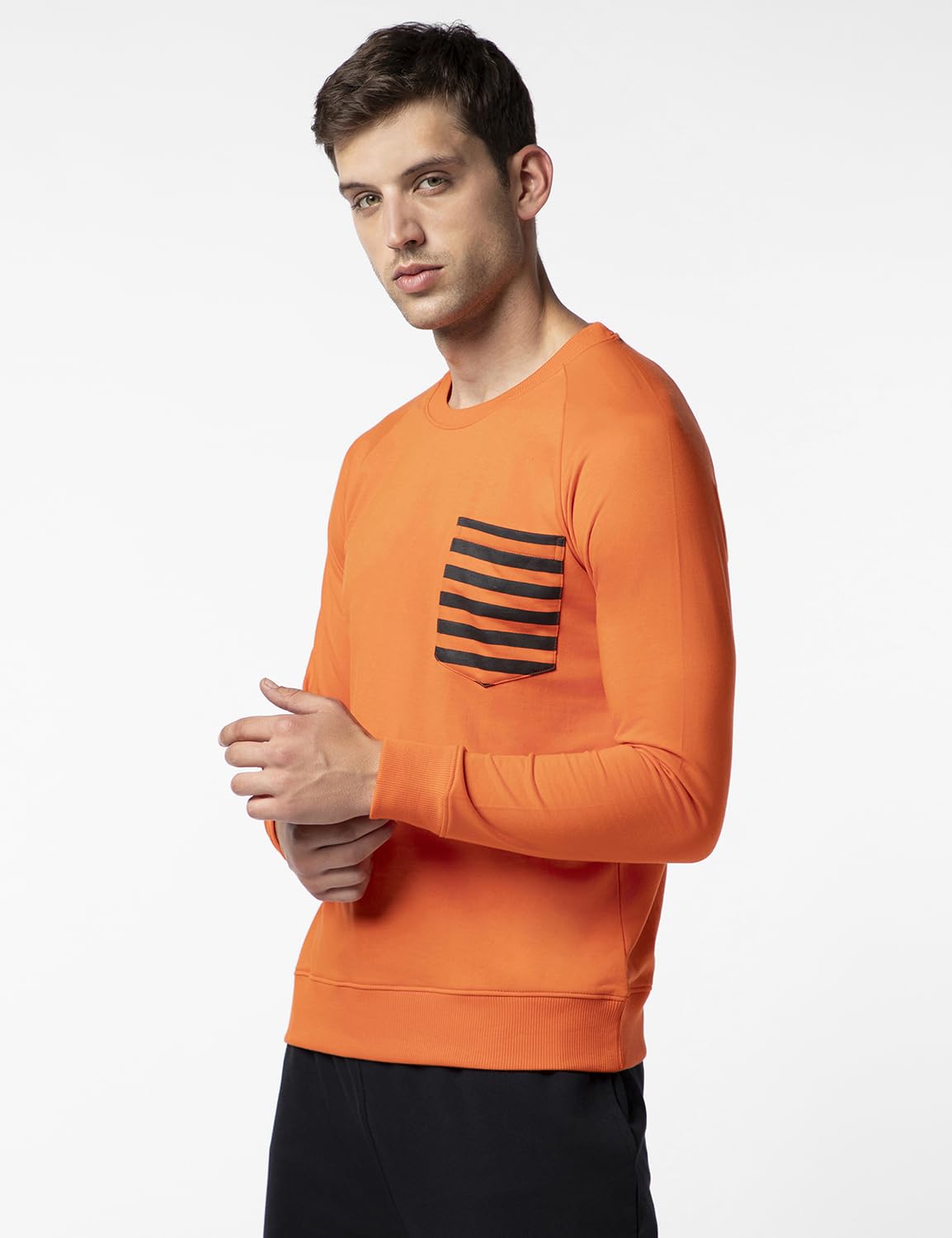 FYLTR Mens Casual Raglan Sleeve Sweatshirt with Pocket Detail - Full Sleeve | Rib Hem & Cuff | Casual Winterwear for Men