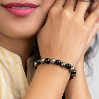 Astrotalk Richie Rich Bracelet | Money Magnet Crystal for Wealth, Confidence & Protection | With Pyrite & Black Obsidian | Bracelet for Man & Woman | Gift for Man & Woman