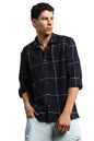 Hubberholme Men Summer Cotton Spread Collar Long Sleeves Oversized Casual Shirt 39 Blue