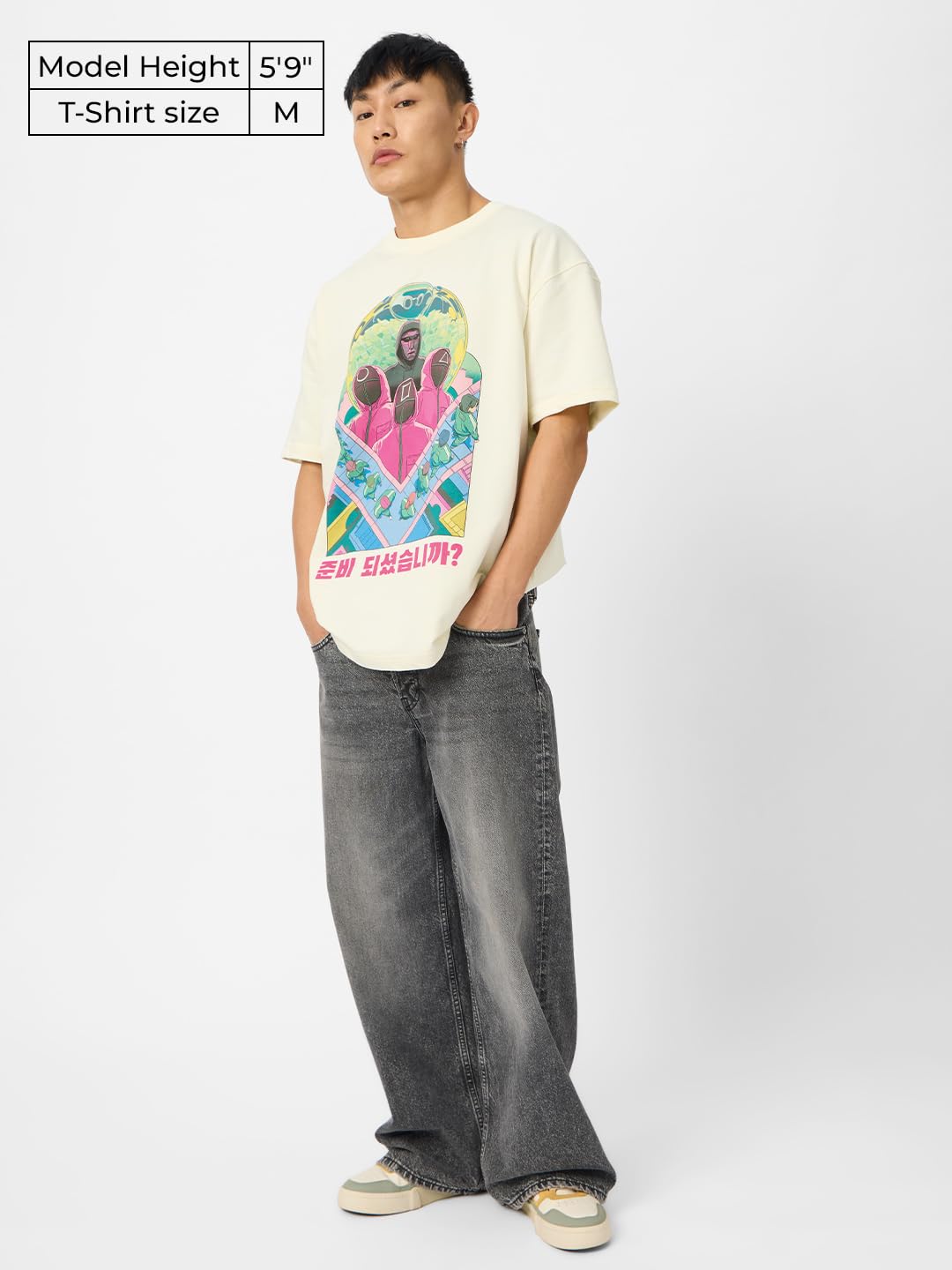 The Souled Store Official Squid Game : Survival Mens and Boys Oversize Fit Half Sleeves Cotton T-Shirt
