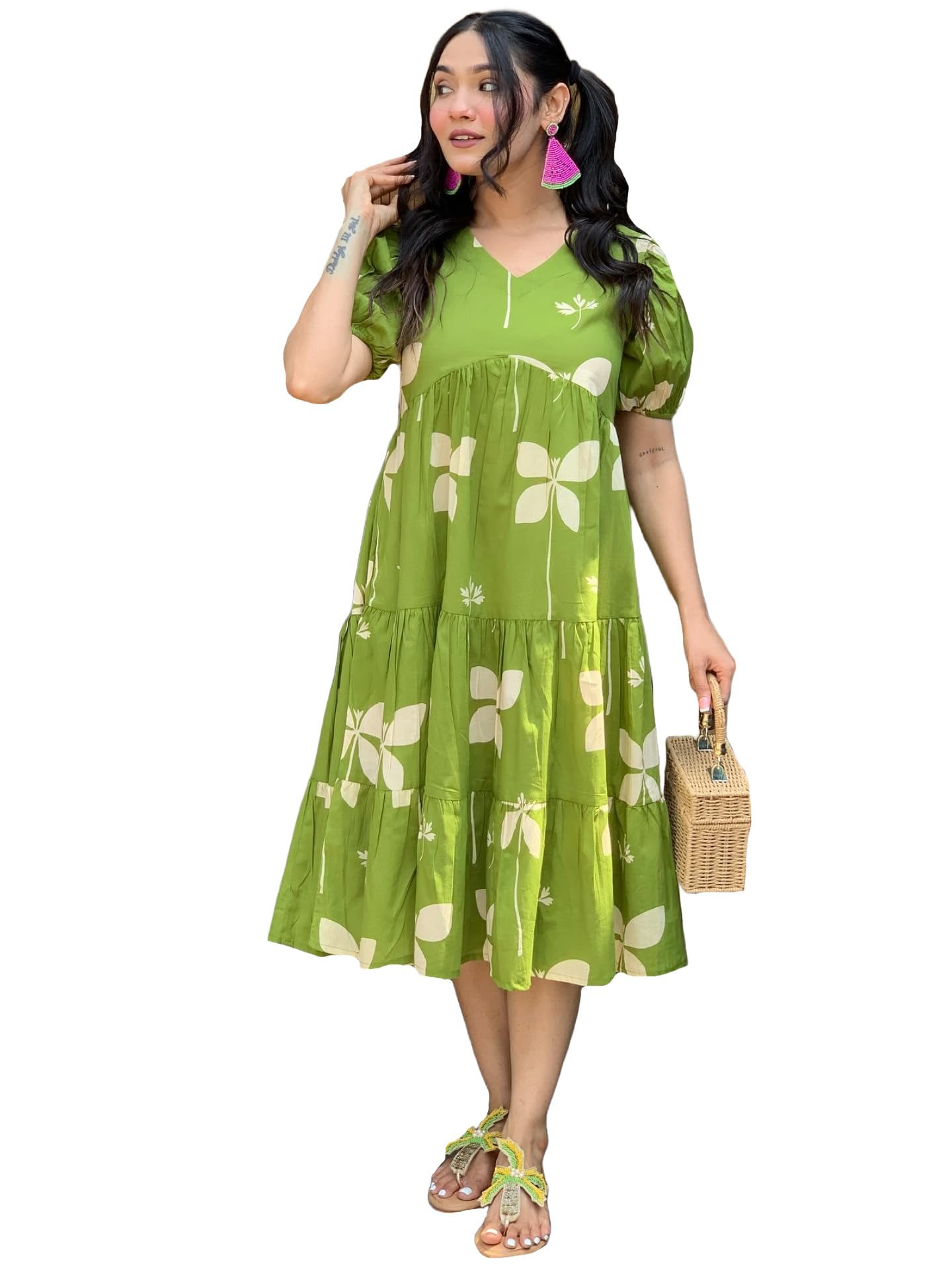 ANNI DESIGNER Womens Rayon Viscose Printed Anarkali Kurta (RONTH Green_XL_Green_X-Large)