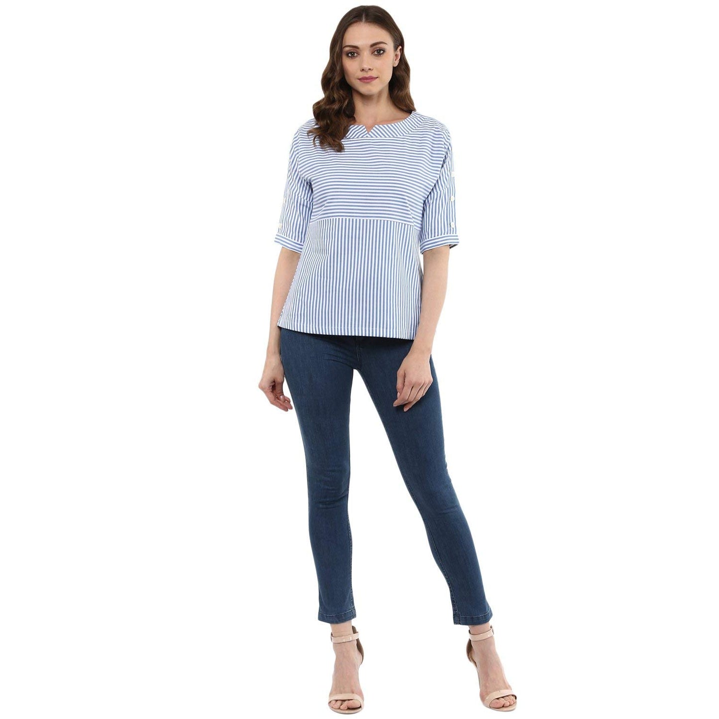 Idalia Blue- White Striped Top