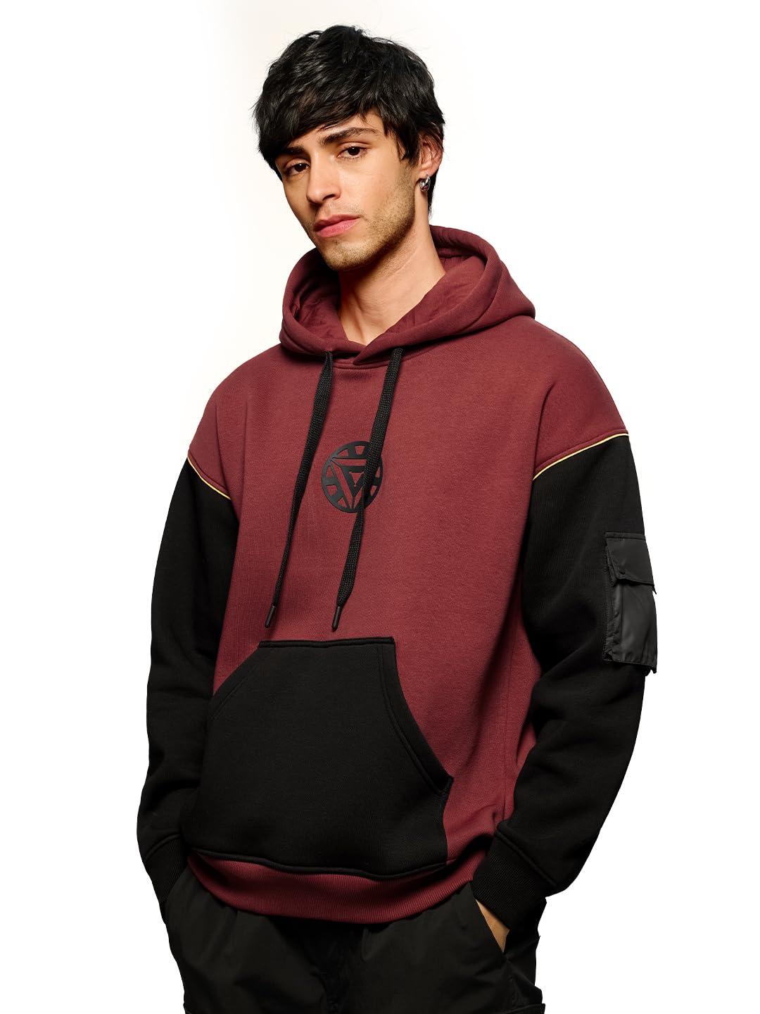 The Souled Store Official Iron Man : Arc Reactor Men and Boys Long Sleeves Hooded Neck Cotton Oversized Hoodies