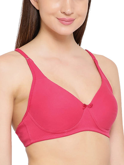 Clovia Womens Cotton Non Padded Wire Free Full Coverage Bra Pink