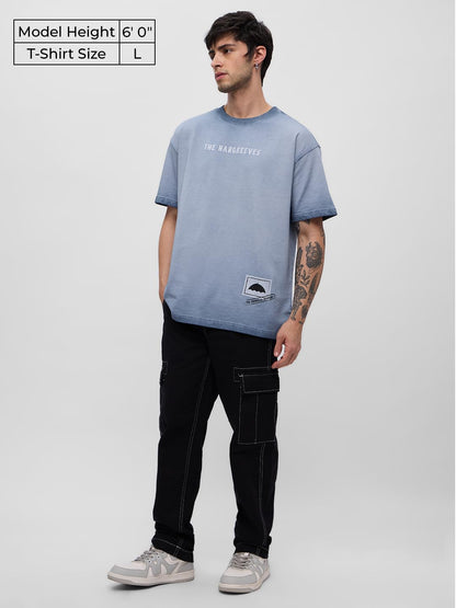 The Souled Store Umbrella Academy: The Hargreeves Men and Boys Short Sleeves Round Neck Blue Graphic Printed Cotton Oversized T-