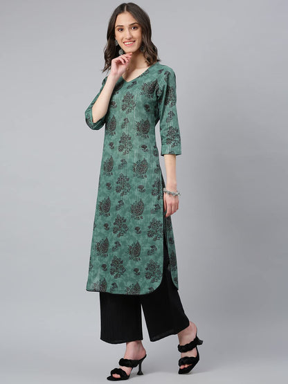 idaLia Black Printed Kurta