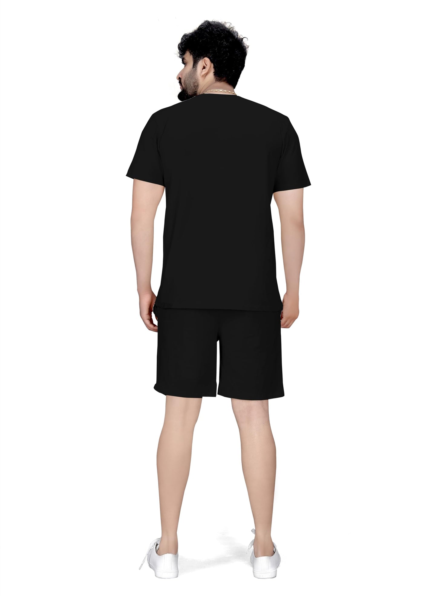 ELLITI Cotton Blend Casual Round Neck Half Sleeve Oversized Co-ord Set Mens, Pyjama Set, Sleepwear Loungewear T-Shirt and Short