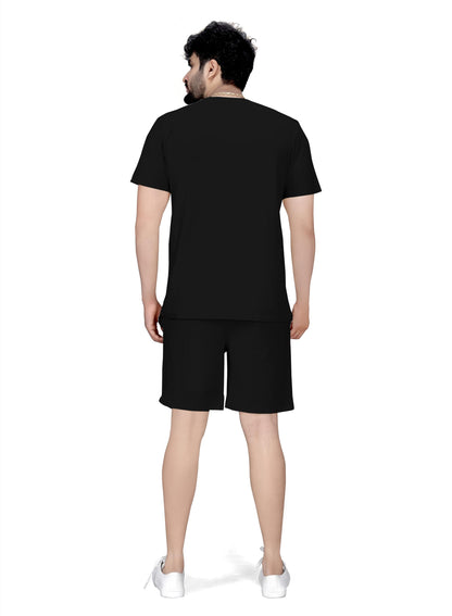 ELLITI Cotton Blend Casual Round Neck Half Sleeve Oversized Co-ord Set Mens, Pyjama Set, Sleepwear Loungewear T-Shirt and Short