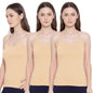 Rupa Softline Regular Women Super Combed Cotton Camisole, Under-Shirt, Stretchable and Body-Hugging, Solid Color,Pack of 3 (201-