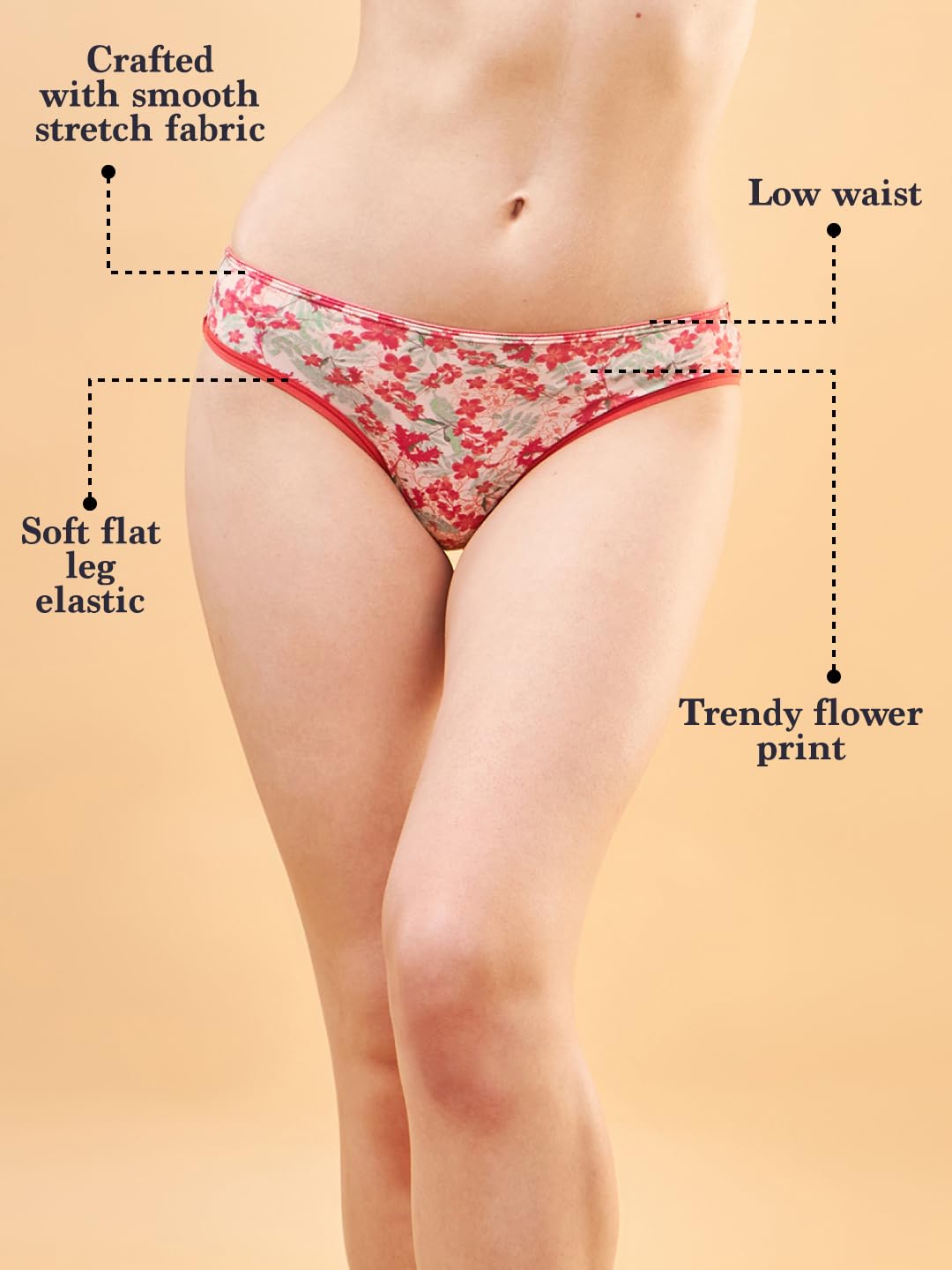 Enamor Womens Nylon Modern Floral Panties (Pack of 1) (P000_Fringed Hibiscus Print