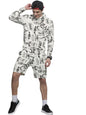 The Indian Garage Co Men White Regular Fit Abstract Print Hooded Sweatshirt