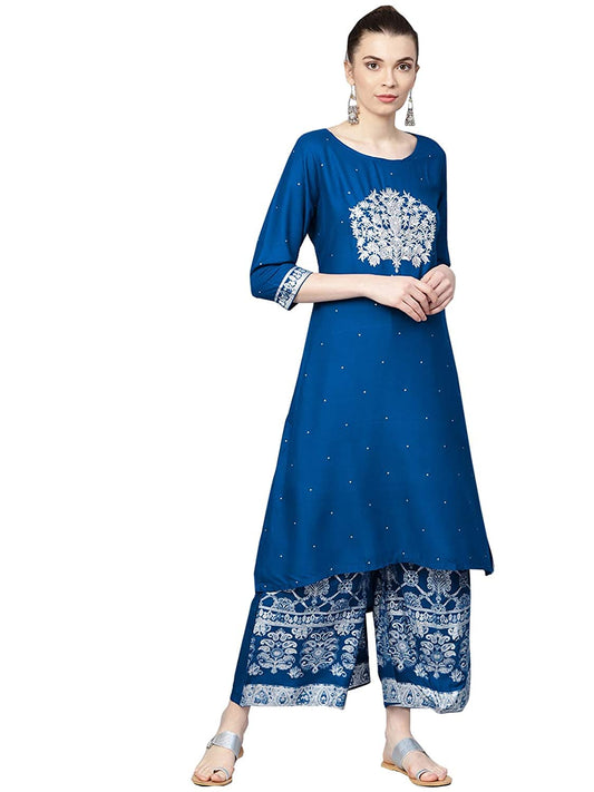 Ishin Women's Rayon Anarkali Salwar Suit Set