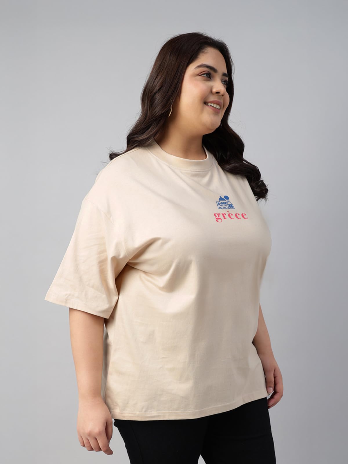 Ps_Jbgrce_Swjuneberry 100% Pure Cotton Oversized Fit Latest & Trendy All Over Prints Half Sleeve Plus Size T-Shirt For Women & G