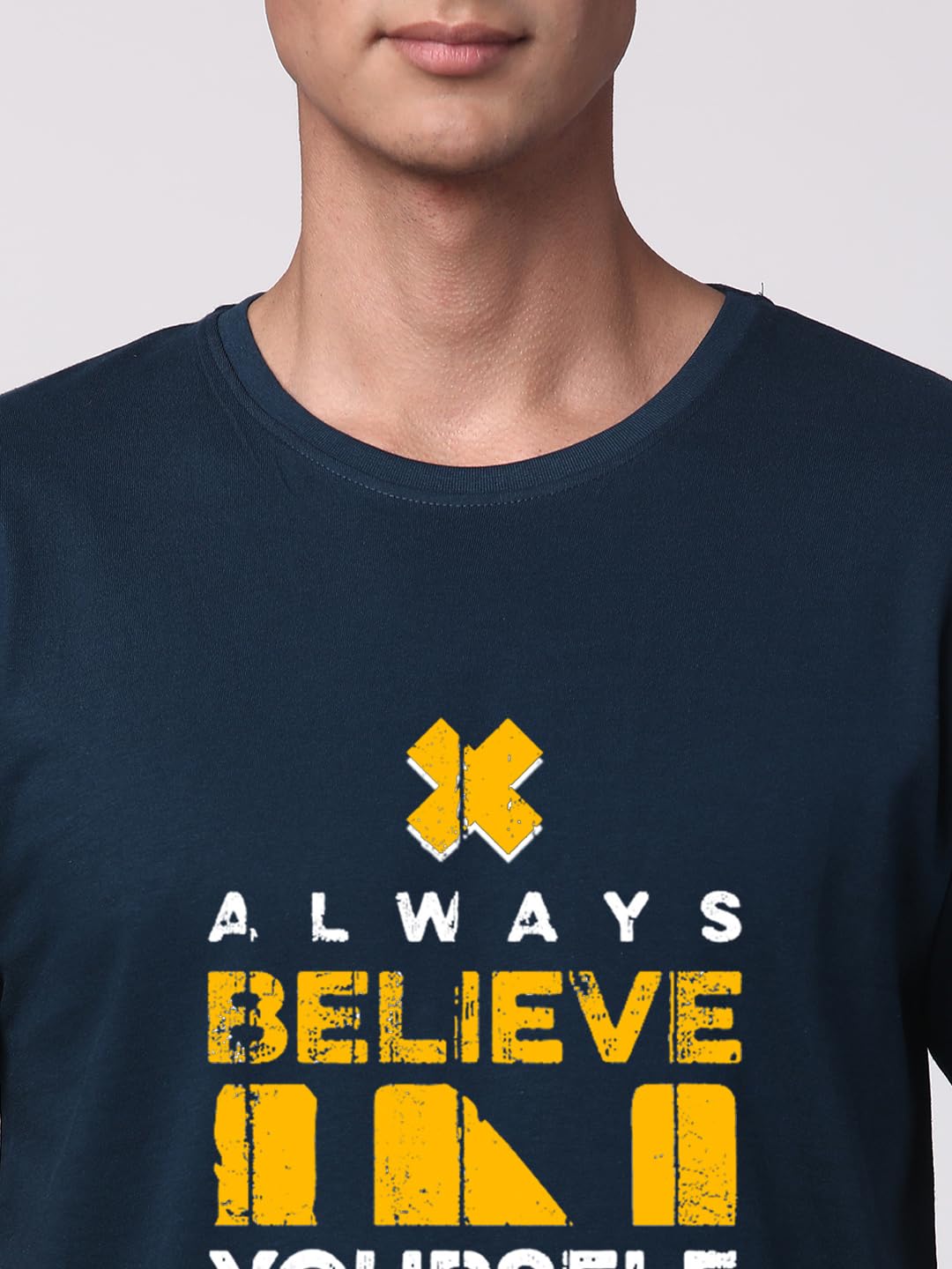 ADRO Believe in Yourself Printed T-Shirts for Men & Women (RNR-S35-BEL-SB_Teal)