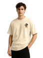 Veirdo Mens Oversize Loose Baggy Fit Drop Shoulder and Duck Pocket Print Design Short Sleeve T-Shirt