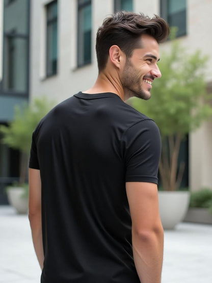 Nobero MenS Graphic Printed Regular Fit T-Shirt (1M-Twts-C1177-Bs_Black