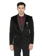 WINTAGE Mens Velvet Casual and Festive Blazer Coat Jacket : Black