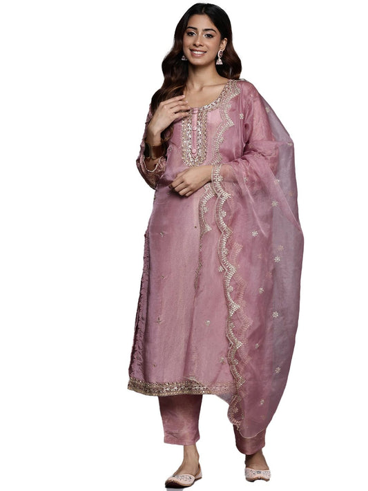 Varanga Women Beads and Sequins Embellished Kurta Paired with Bottom and Dupatta