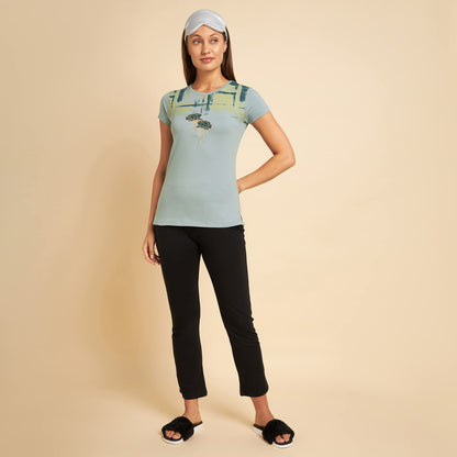 Sweet Dreams Womens Regular Fit T-Shirt (LT-3242GV Marine Green