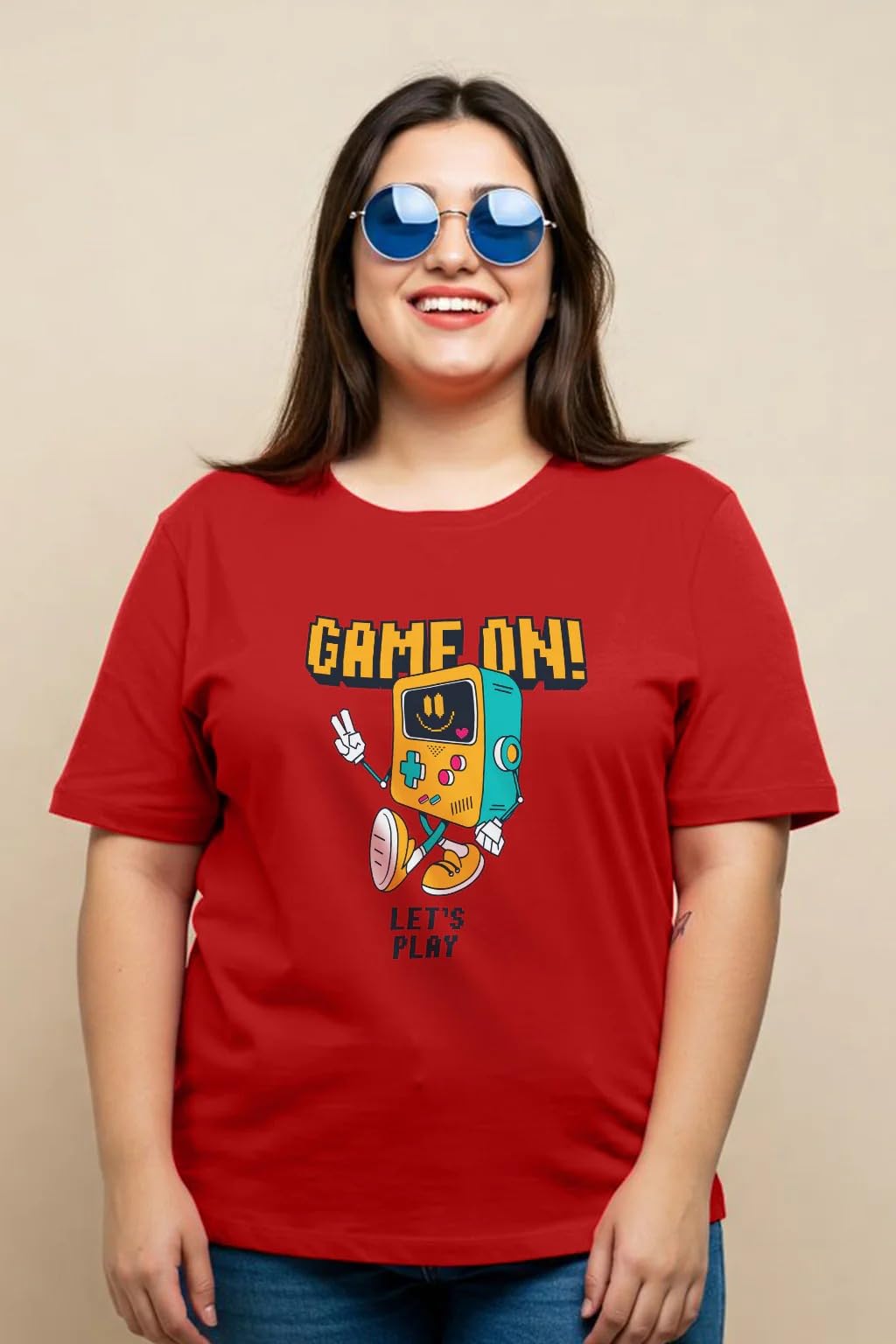 Juneberry 100% Pure Cotton Oversized Fit Latest & Trendy All Over Prints Half Sleeve Plus Size T-Shirt For Women & Girls (Ps_Jbg