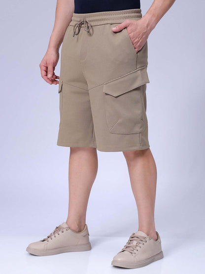 The Indian Garage Co Men Relaxed Fit Textured Mid-Rise Cargo Shorts