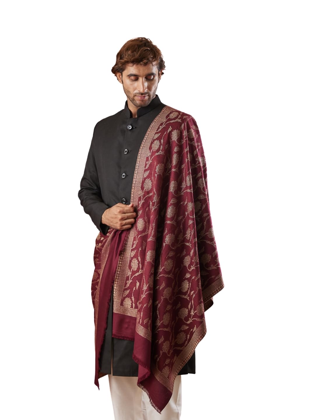 Pashmoda Men Gul-e-Mohabbat Kaani Stole (Size 71x203 cm)