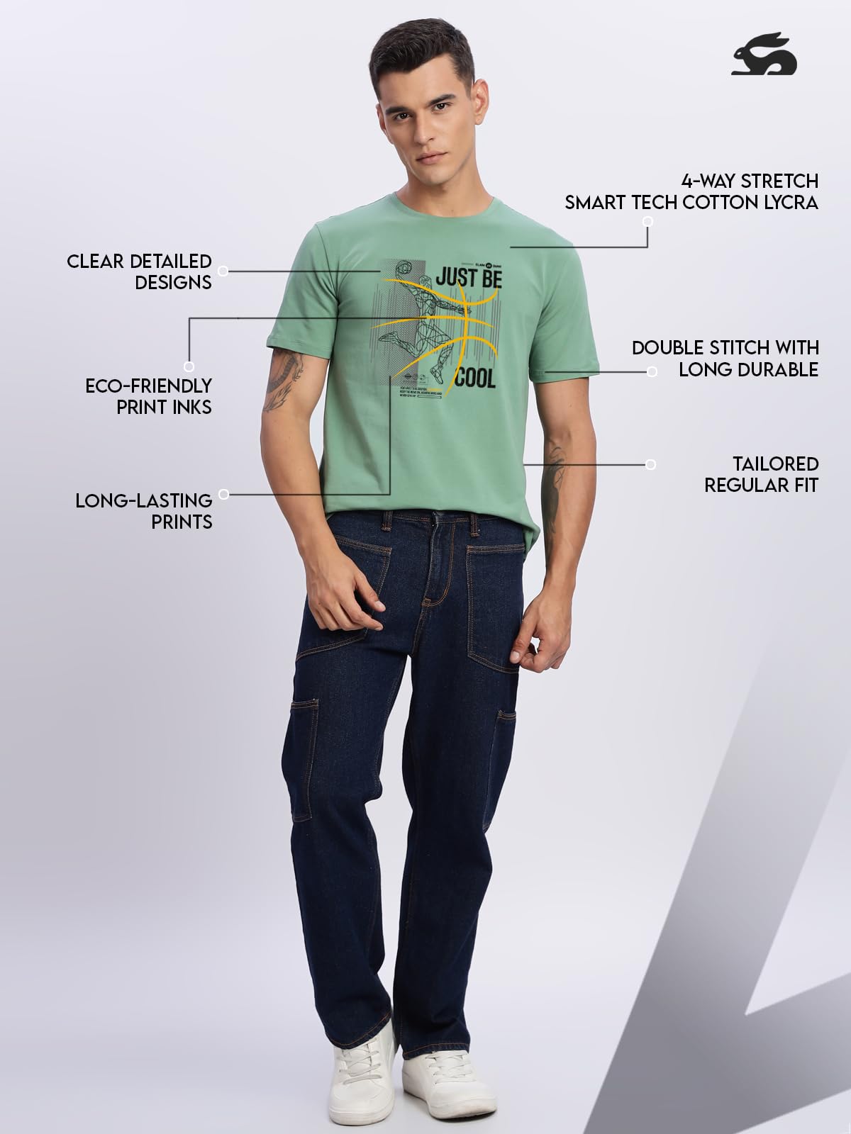 ADRO Men's Graphic Printed 100% Cotton T-Shirt - Regular Fit, Printed T-Shirts for Men (RN24-BCL-PT_Pista)