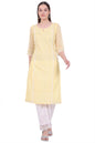 Aurelia Women'S Yellow Embroidered Cotton Blend Straight Kurta (Size: 2Xl)-A15829-E608308