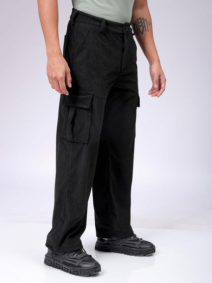 The Indian Garage Co Men Baggy Textured Mid-Rise Cargos
