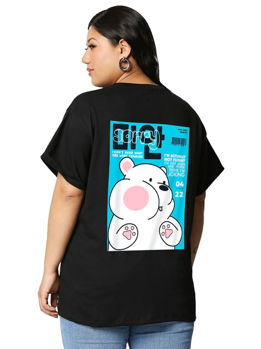 Bewakoof Womens Graphic Printed Plus Size Boyfriend T-Shirt_625687_Black_3XL