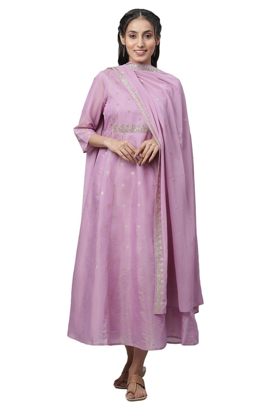 Aurelia Embroidered Purple Dress Dupatta Set