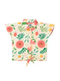 The Souled Store Tropical Young Girls Short Sleeves Collared Neck Button Front Off White All Over Printed Cotton Crop Tops (8-14