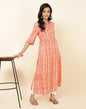 Fabindia Women's Cotton Viscose Printed Regular Fit Kurta (1030451ORANGE_Orange