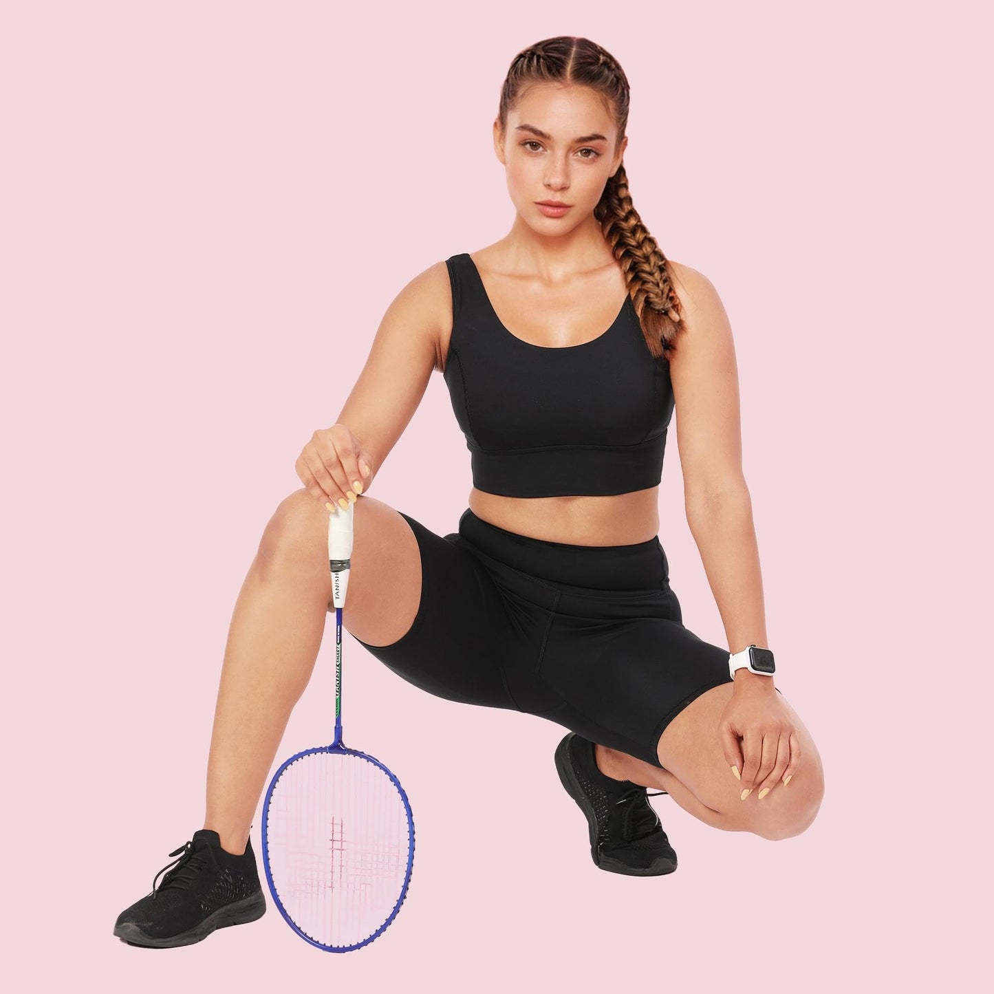 Enamor Womens Polyester Wire Free Casual Padded Sports Bra (A206_Jet Black