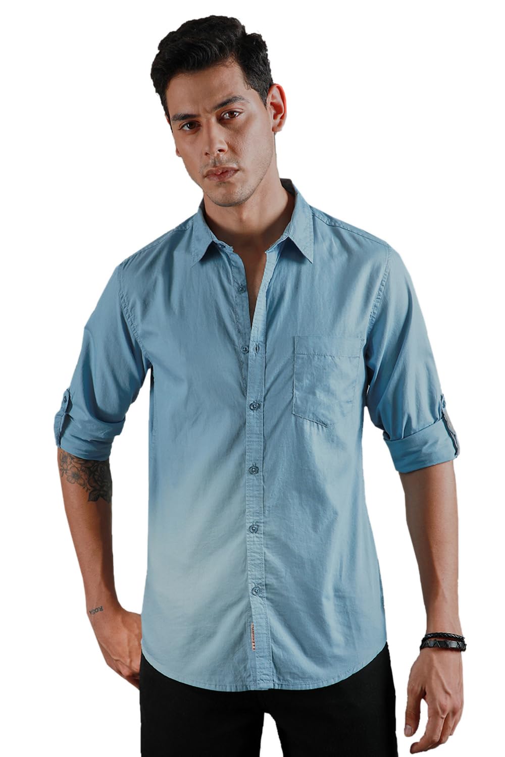 High Star MenS Solid Regular Fit Shirt (Hsmshs2433_N_Blue