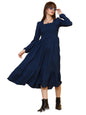 Sheetal Associates WomenS Casual Full Sleeve Crepe Fit & Flare Dress | Comfortable Relaxed Fit Summer Party Dress Dark Blue