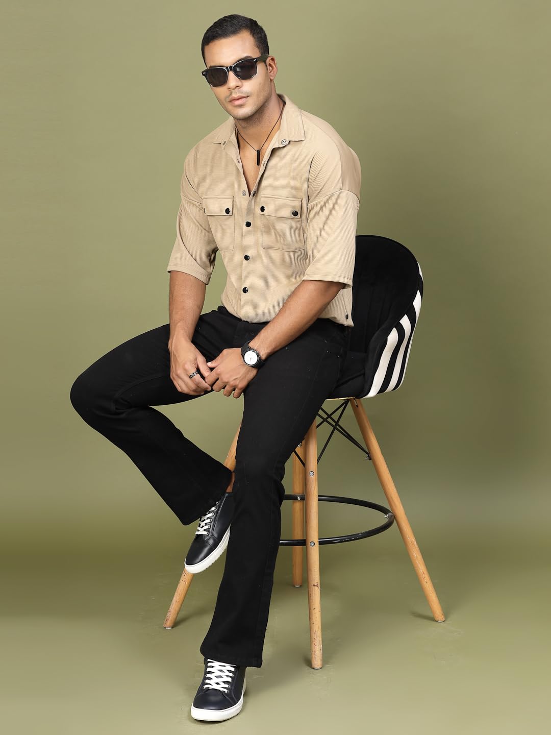 Rigo Polyester Oversized Shirt for Men | Half Sleeves, Oversized Fit Utility Shirt for Men | Oversized Drop Shoulders Shirt for