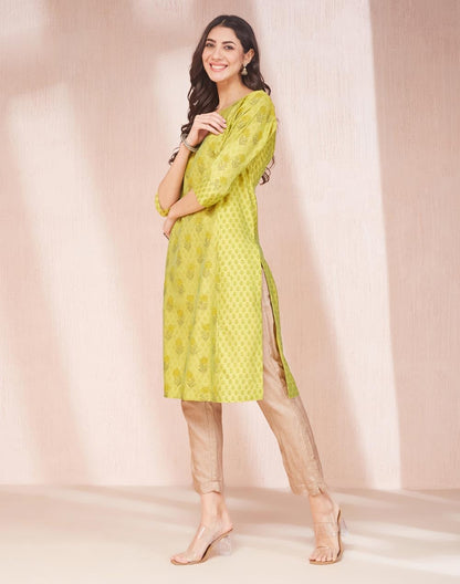 Fabindia WomenS Cotton Silk Printed Regular Kurta (1038023Lime_Lime