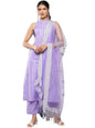 Varanga Women Lavender Lurex Kurta Set With Halter Neck