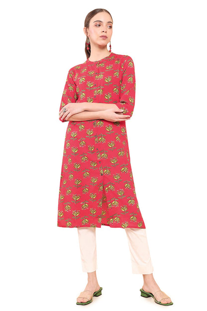 Soch Women Red Rayon Floral Kurta