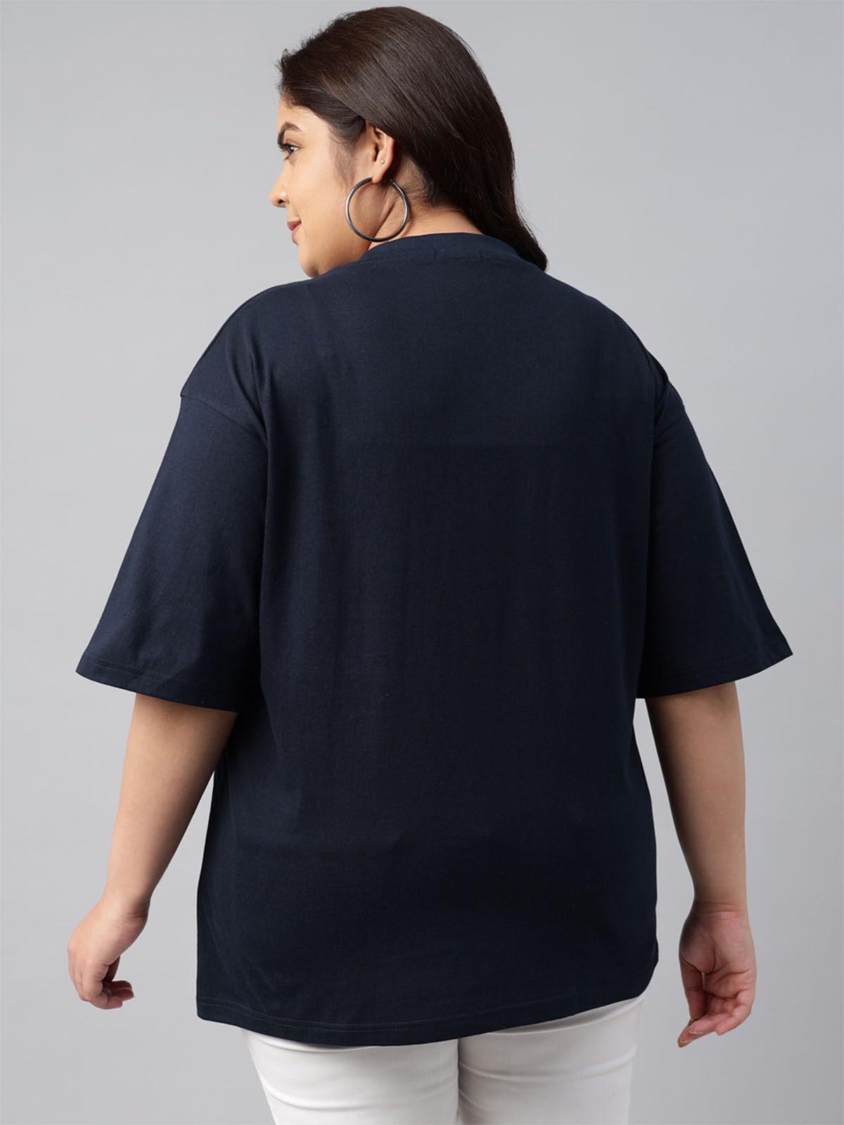 Juneberry 100% Pure Cotton Oversized Baggy Fit Cool Front Chest Graphic Printed Half Sleeve Plus Size T-Shirt For Women & Girls