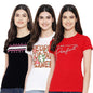 Preneum Womens Cotton Regular Fit Latest Graphic Stylish Printed Short Sleeves Casual T-Shirt || Latest Trending Style (Pack 3)