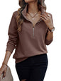 TAGAS Womens Casual Half Zip Pullover Sweatshirt, Long Sleeve Stand Collar Lightweight Top