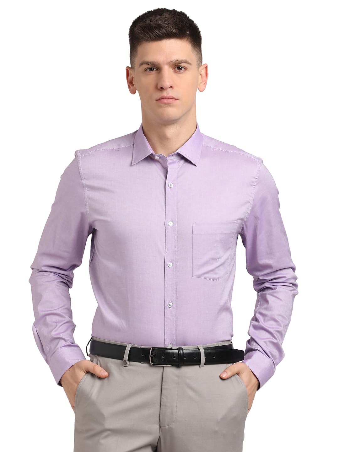 Turtle Men 100% Cotton Purple Solid Slim Fit Full Sleeve Formal Shirt