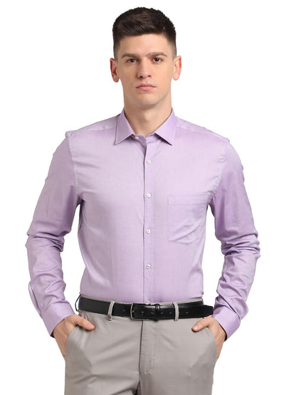 Turtle Men 100% Cotton Purple Solid Slim Fit Full Sleeve Formal Shirt