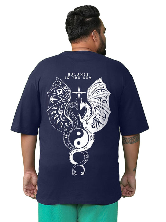 Bewakoof MenS Graphic Print Oversized Fit Half Sleeve Round Neck Cotton Plus Size T-Shirt_634102_Blue_6Xl