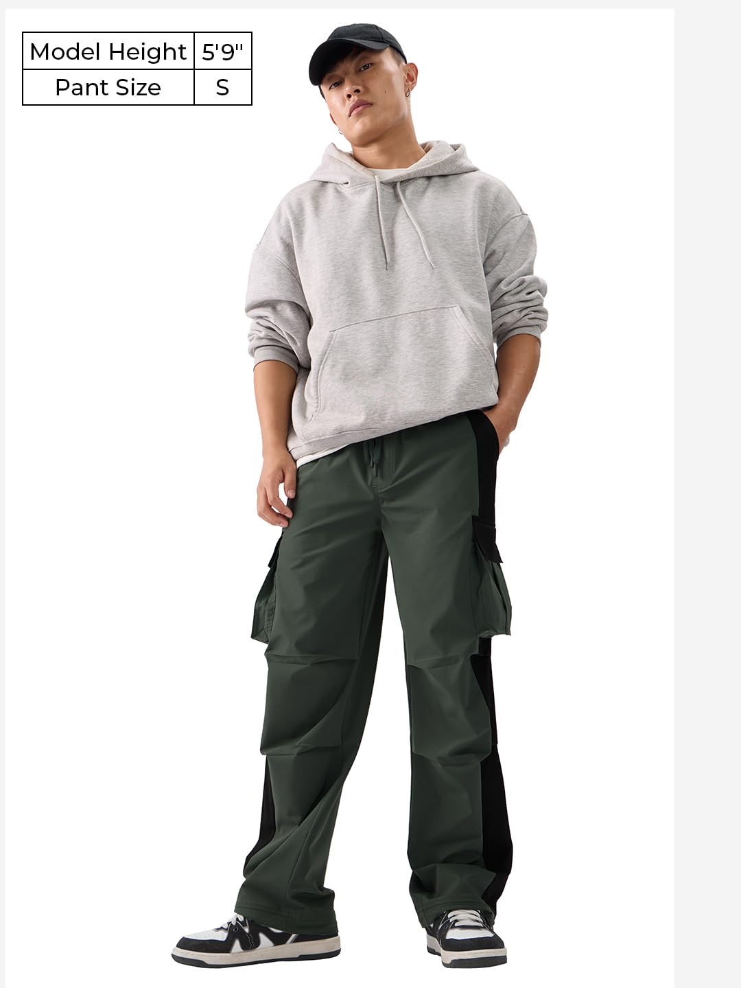The Souled Store Parachute Pants: Riveria Men and Boys Elasticated Toggles Leg Closure Cotton Baggy Fit Parachute Pants