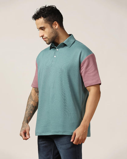 Leriya Fashion MenS Color Block Oversized Fit T-Shirt (Lf-Mt-1097_Green